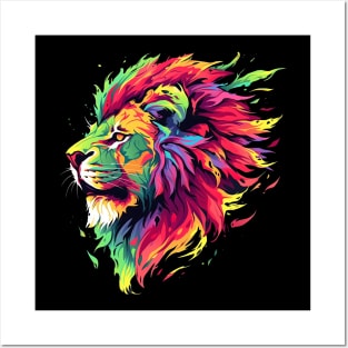 colorful lion Posters and Art